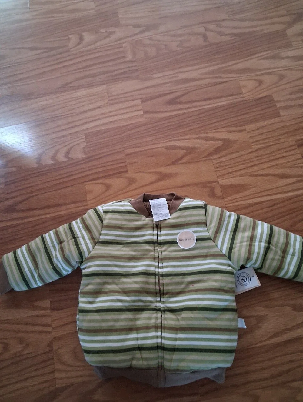 NWT First Impressions Reversible Green Striped Baby Jacket 18 months MSRP $42